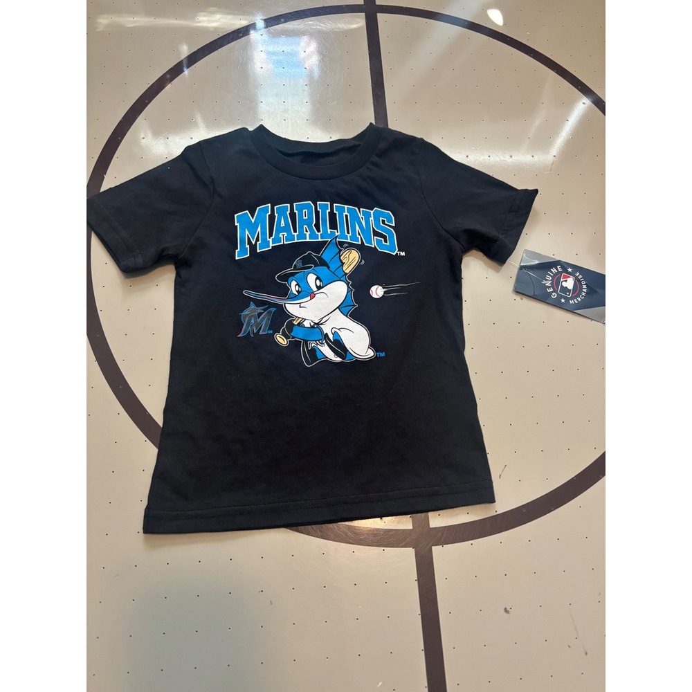 335 Miami Marlins MLB Toddler T-Shirt Black Mascot Graphic Tee Size 3T NEW